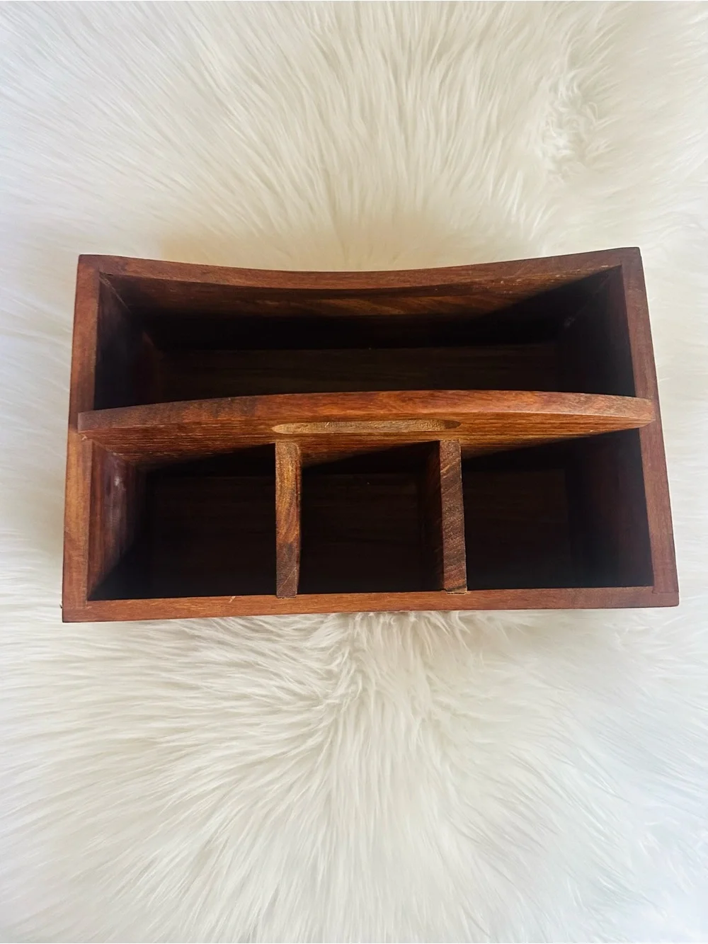 Crate&Barrel Wooden Caddy Organizer - Brown